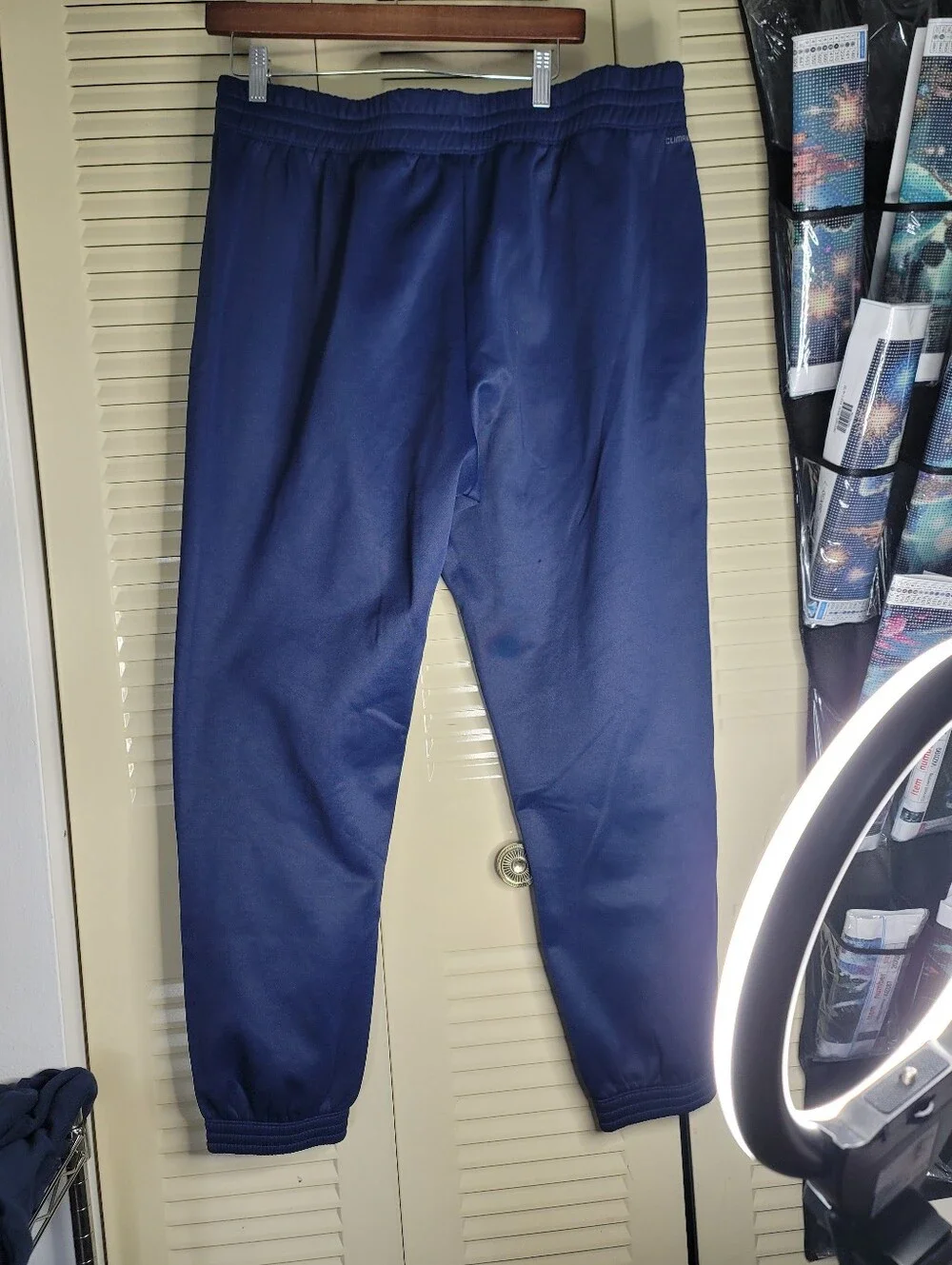 Adidas Mens Basketball Crazy Warm Fleece Pants, Navy/White, XL